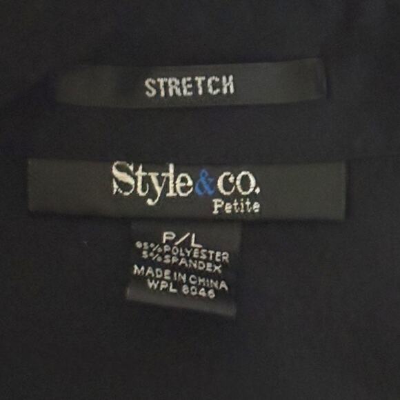 Style&Co Collared Button Down Shirt - LP Large Petite - Black Fitted 3/4 Sleeves - Picture 5 of 8